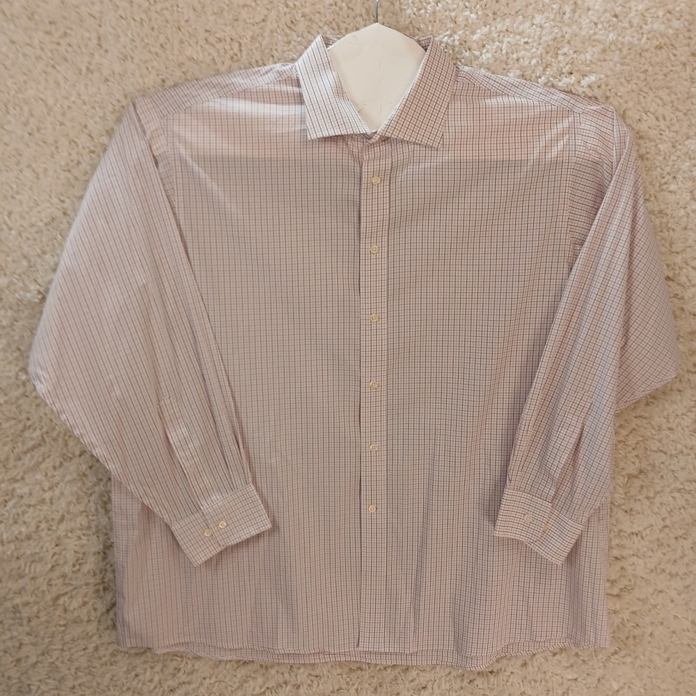 Ralph Lauren Big Fit Performance‎ Stretch Check Dress Shirt Mens 18.5 Pink Blue